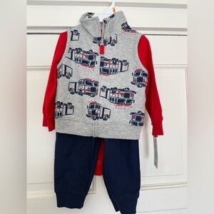 Carter's Red and Navy Fire Truck Baby Outfit 12m